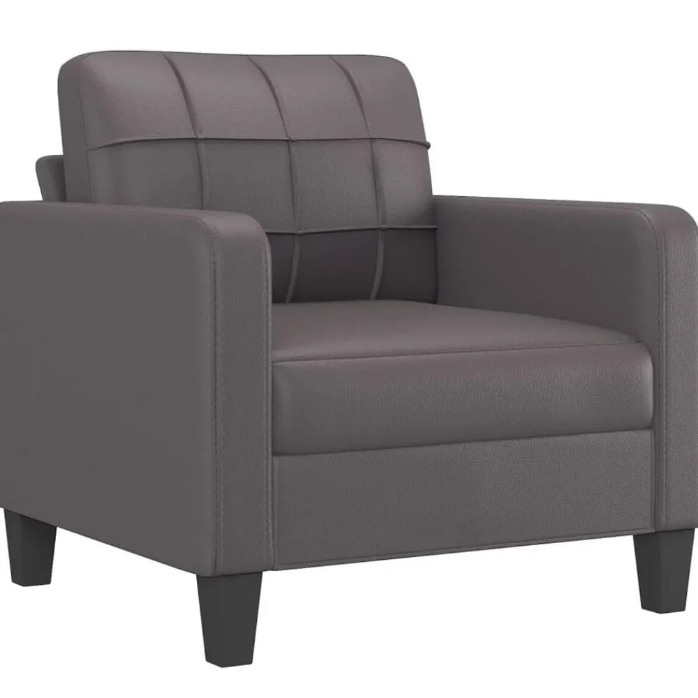vidaXL Juego de sofás con cojines 3 piezas cuero sintético Gris Hot