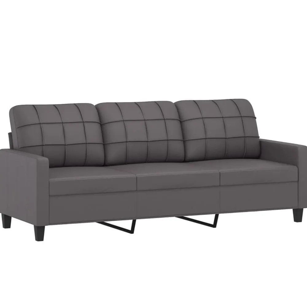 vidaXL Juego de sofás con cojines 3 piezas cuero sintético Gris Hot