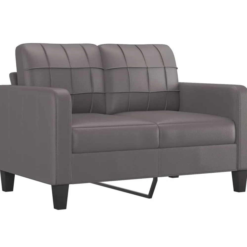 vidaXL Juego de sofás con cojines 3 piezas cuero sintético Gris Hot