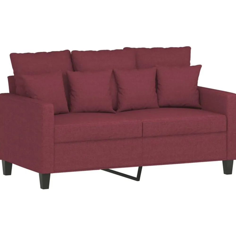 vidaXL Juego de sofás con cojines 3 piezas tela rojo tinto Rojo vino tinto Hot