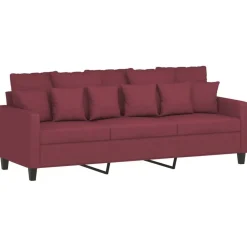 vidaXL Juego de sofás con cojines 3 piezas tela rojo tinto Rojo vino tinto Hot