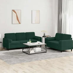 vidaXL Juego de sofás con cojines 2 piezas terciopelo Verde oscuro Hot