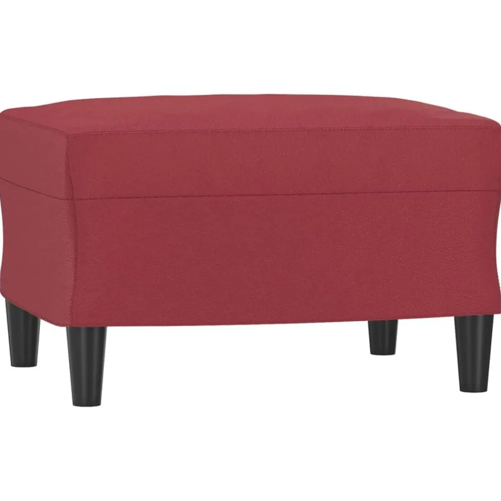 vidaXL Sofás-Juego de sofás con cojines 3 piezas cuero sintético rojo tinto