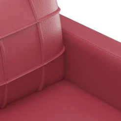 vidaXL Sofás-Juego de sofás con cojines 3 piezas cuero sintético rojo tinto