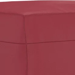 vidaXL Sofás-Juego de sofás con cojines 3 piezas cuero sintético rojo tinto