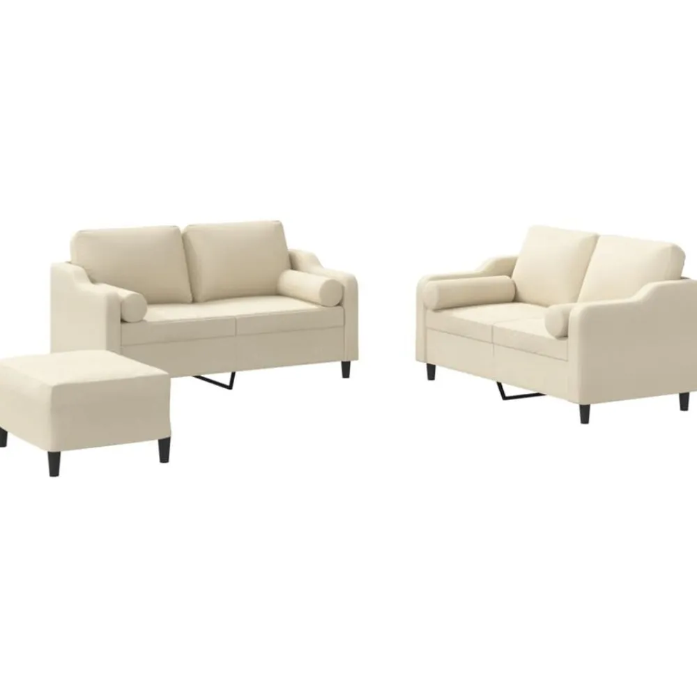 vidaXL Juego de sofás con cojines 3 piezas tela Crema New
