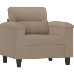 vidaXL Sofás-Juego de sofás con cojines 3 piezas tela microfibra gris taupe