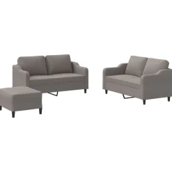 vidaXL Sofás-Juego de sofás con cojines 3 piezas tela gris taupe