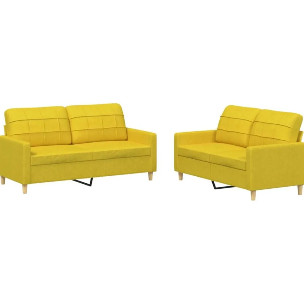 vidaXL Juego de sofás con cojines 2 piezas tela Amarillo claro