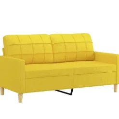 vidaXL Juego de sofás con cojines 2 piezas tela Amarillo claro