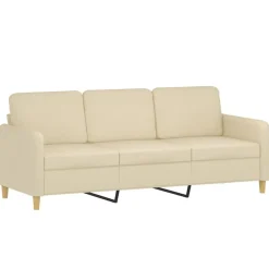 vidaXL Juego de sofás con cojines 3 piezas tela Crema Sale