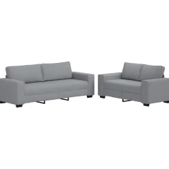 vidaXL Juego de sofás con cojines 2 piezas tela Gris claro Sale