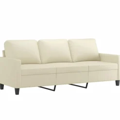 vidaXL Juego de sofás con cojines 3 piezas cuero sintético Crema New