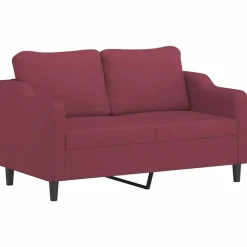 vidaXL Sofás-Juego de sofás con cojines 3 piezas tela rojo tinto