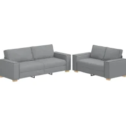 vidaXL Juego de sofás con cojines 2 piezas tela Gris claro Sale