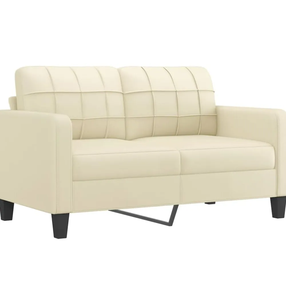vidaXL Juego de sofás con cojines 3 piezas cuero sintético color Crema Clearance