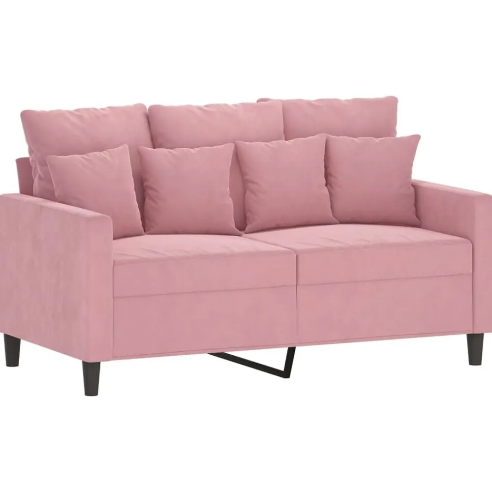 vidaXL Juego de sofás con cojines 2 piezas terciopelo Rosa New
