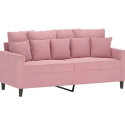 vidaXL Juego de sofás con cojines 2 piezas terciopelo Rosa New