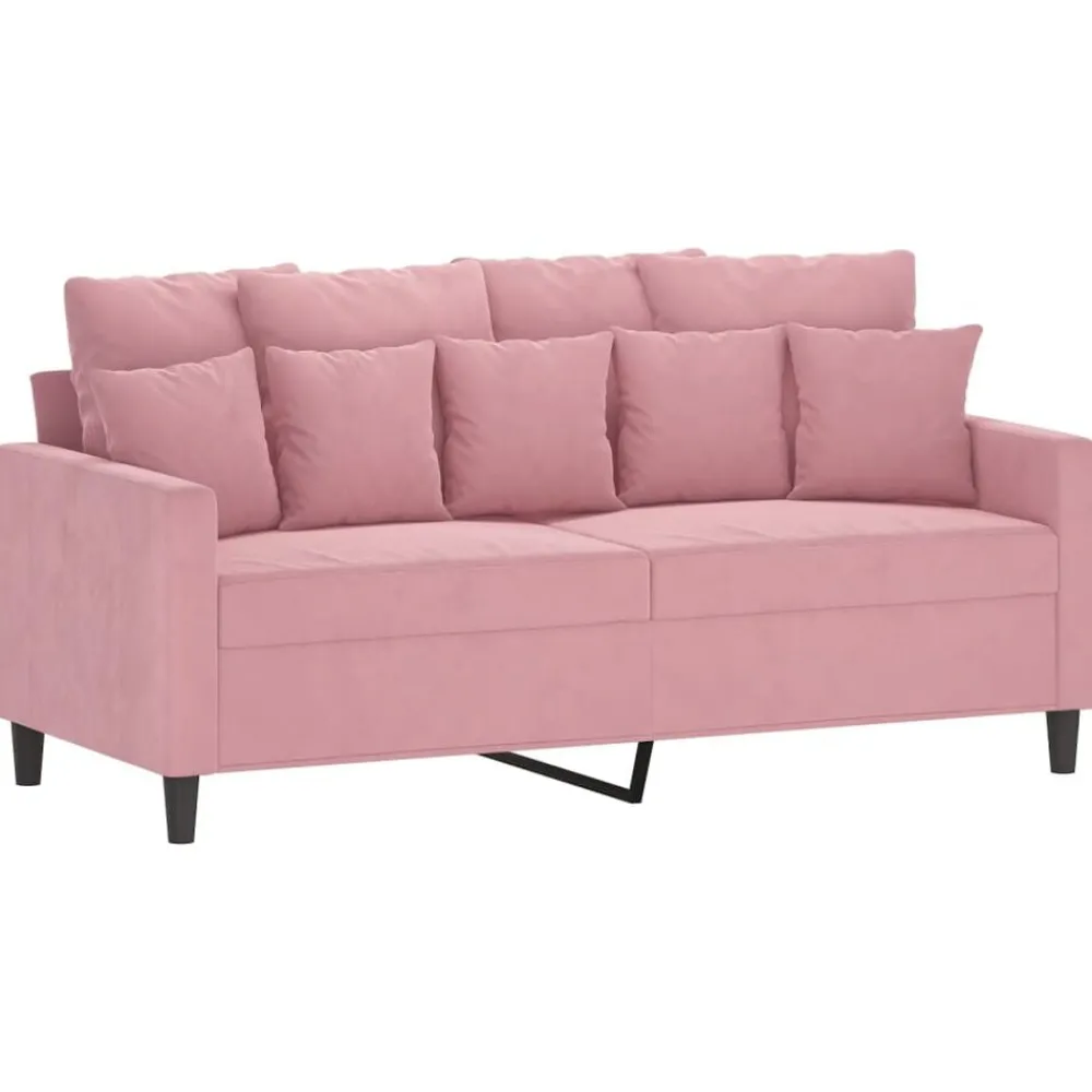 vidaXL Juego de sofás con cojines 2 piezas terciopelo Rosa New
