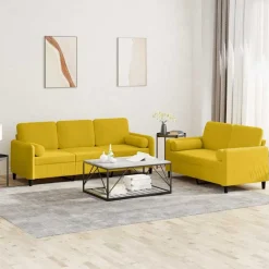 vidaXL Juego de sofás con cojines 2 piezas terciopelo Amarillo Sale