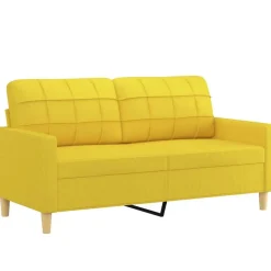 vidaXL Juego de sofás con cojines 3 piezas tela Amarillo claro Discount