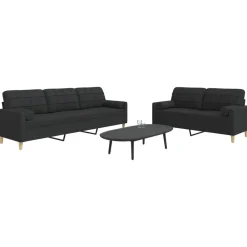 vidaXL Juego de sofás con cojines 2 piezas tela Negro Online