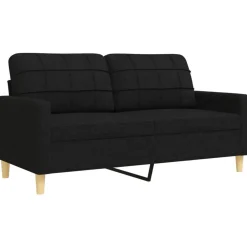 vidaXL Juego de sofás con cojines 2 piezas tela Negro Online