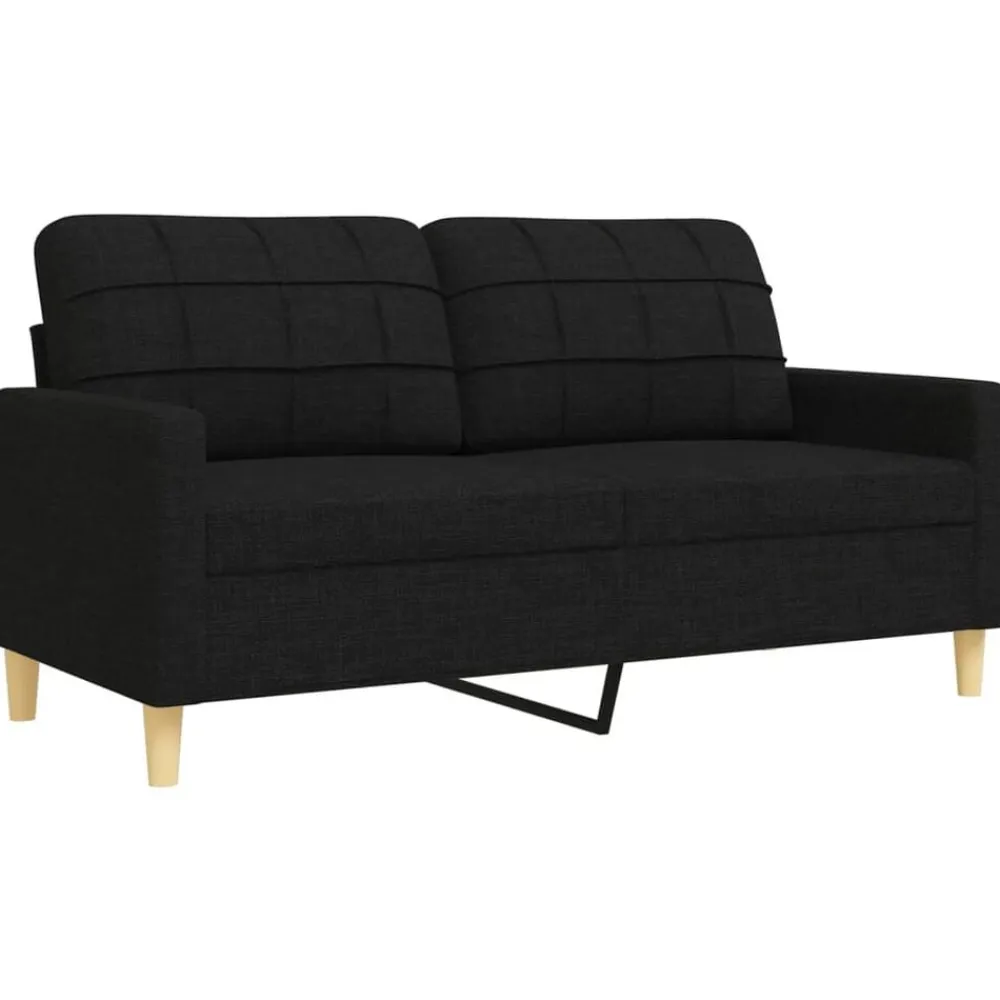 vidaXL Juego de sofás con cojines 2 piezas tela Negro Online