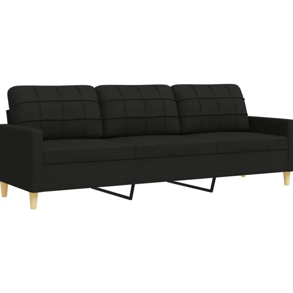 vidaXL Juego de sofás con cojines 2 piezas tela Negro Online