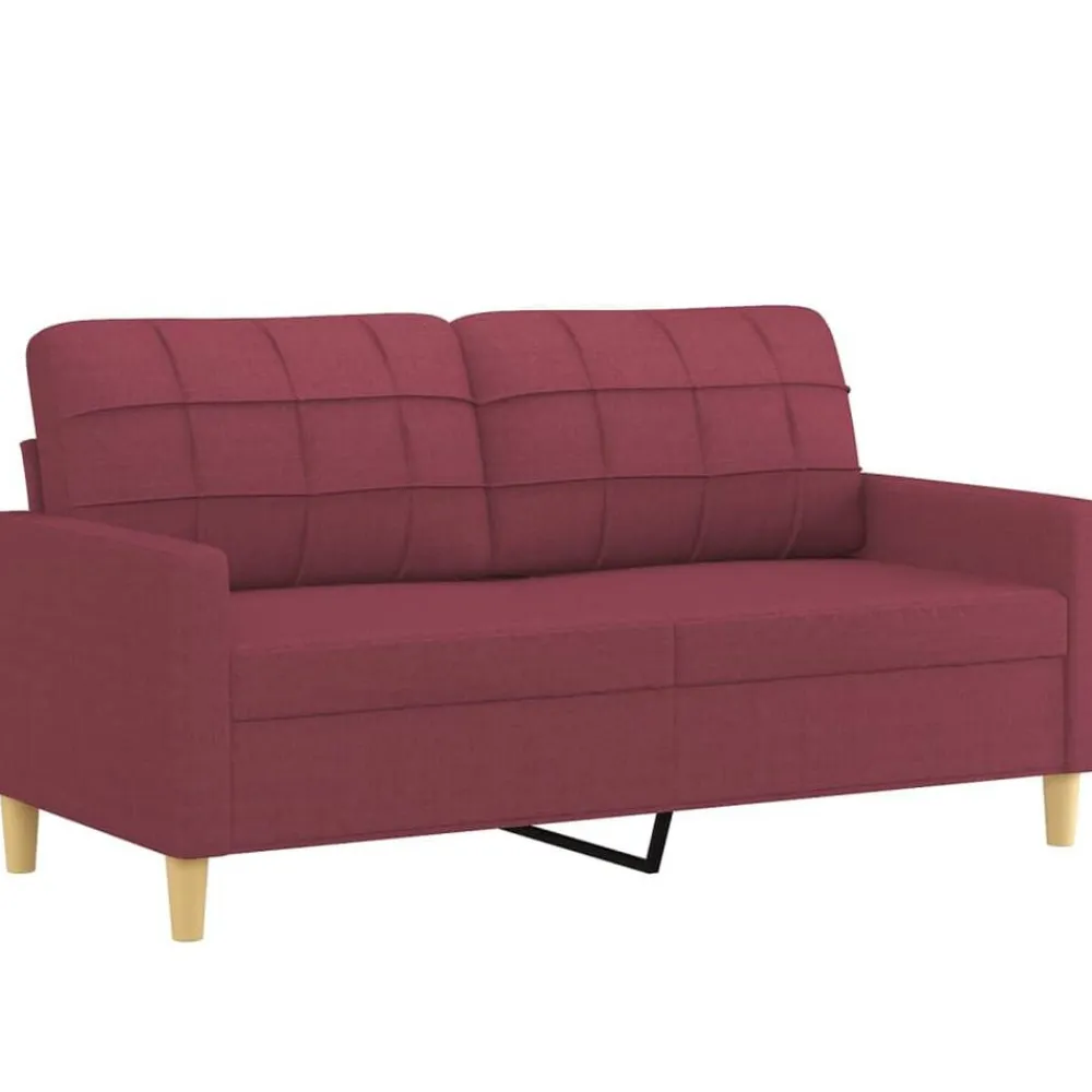 vidaXL Juego de sofás con cojines 3 piezas tela rojo tinto Rojo vino tinto Discount
