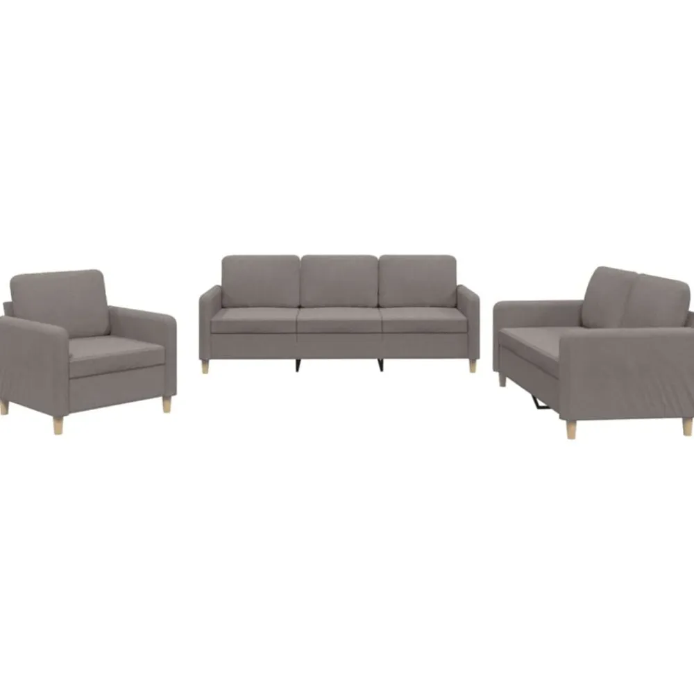 vidaXL Sofás-Juego de sofás con cojines 3 piezas tela gris taupe