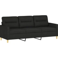 vidaXL Juego de sofás con cojines 3 piezas tela Negro Sale