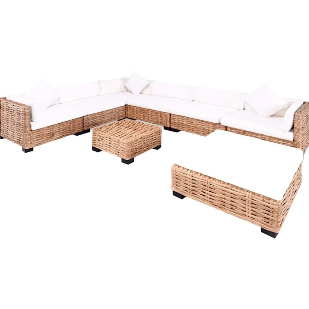 vidaXL Juego de sofás de 27 piezas ratán natural Hot