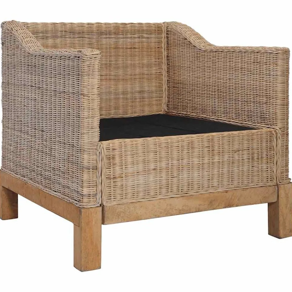 vidaXL Juego de sofás de 2 piezas con cojines de ratán natural Sale