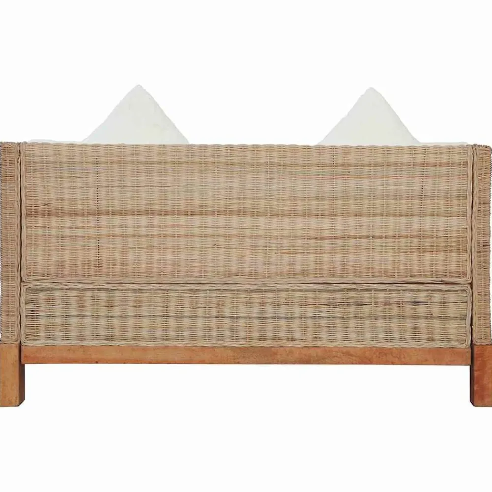 vidaXL Juego de sofás de 2 piezas con cojines de ratán natural Sale
