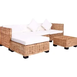 vidaXL Juego de sofás de 14 piezas ratán natural Online