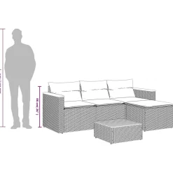 vidaXL Muebles De Jardín-Juego de sofás de jardín con cojines 3 pzas ratán PE