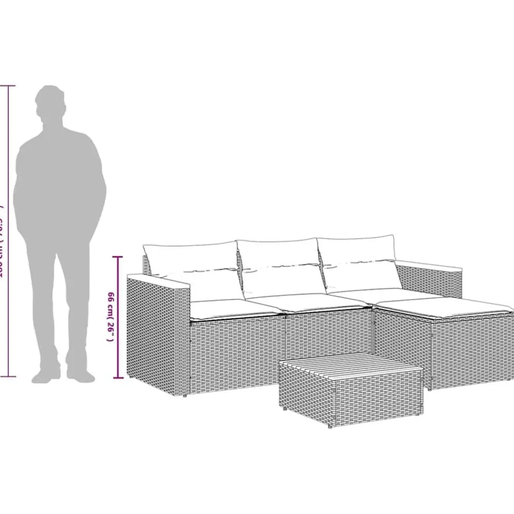 vidaXL Muebles De Jardín-Juego de sofás de jardín con cojines 3 pzas ratán PE