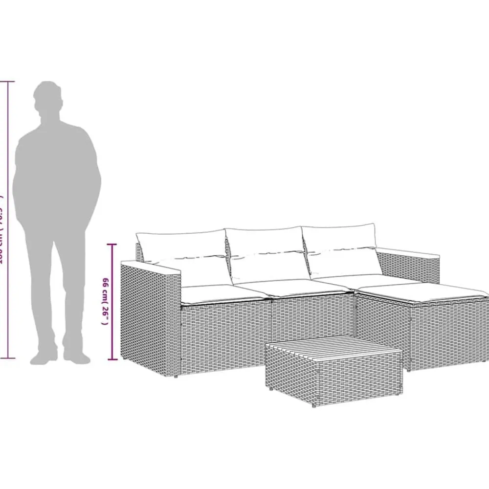 vidaXL Muebles De Jardín-Juego de sofás de jardín con cojines 3 pzas ratán PE