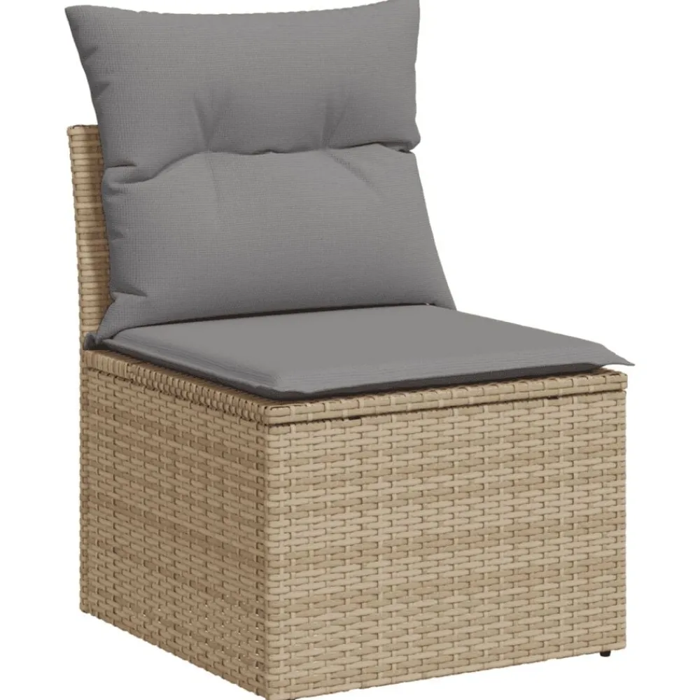 vidaXL Muebles De Jardín-Juego de sofás de jardín con cojines beige 8 pzas ratán PE