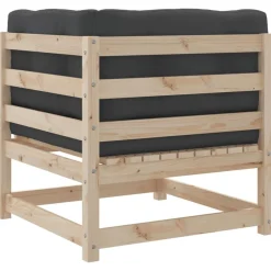 vidaXL Juego de sofás de jardín 6 pzas con cojines madera maciza pino Pino natural Online