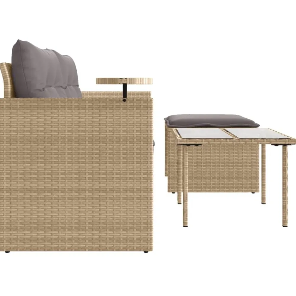 vidaXL Muebles De Jardín-Juego de sofás de jardín con cojines beige 3 pzas ratán PE