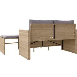 vidaXL Muebles De Jardín-Juego de sofás de jardín con cojines beige 3 pzas ratán PE