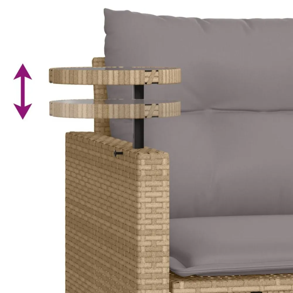 vidaXL Muebles De Jardín-Juego de sofás de jardín con cojines beige 3 pzas ratán PE