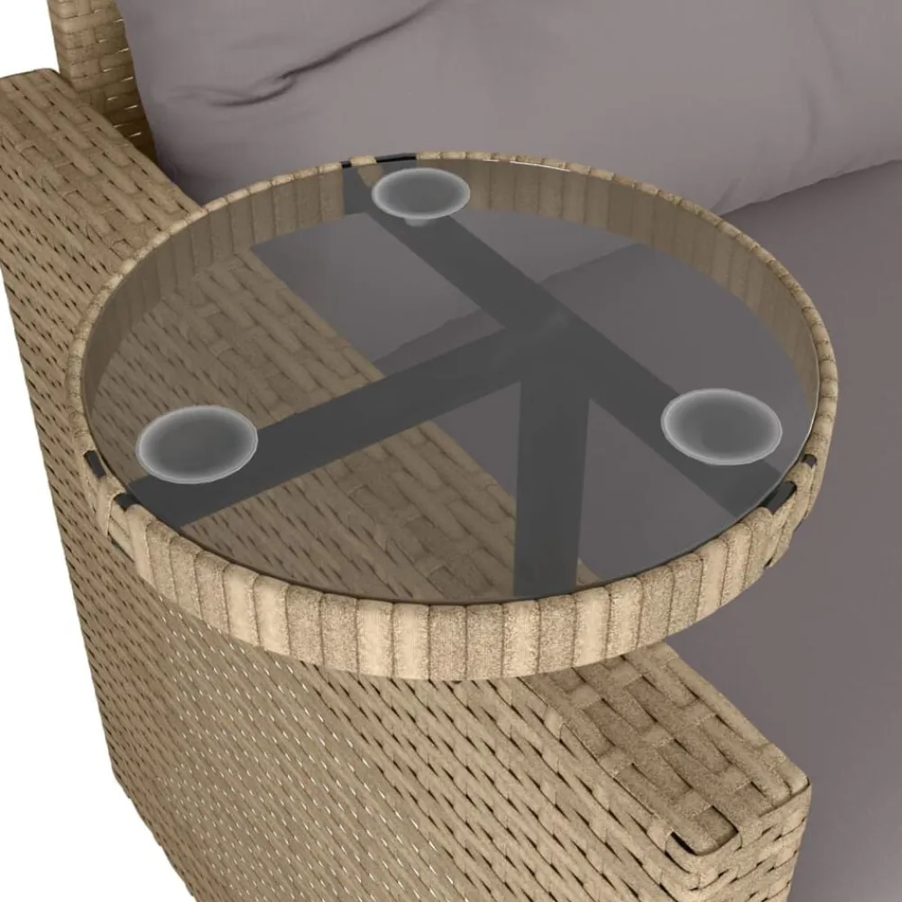 vidaXL Muebles De Jardín-Juego de sofás de jardín con cojines beige 3 pzas ratán PE