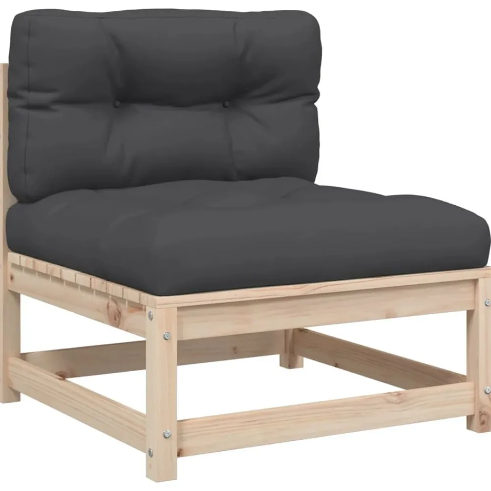 vidaXL Muebles De Jardín-Juego de sofás de jardín 5 pzas con cojines madera maciza pino