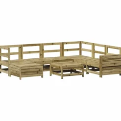 vidaXL Muebles De Jardín-Juego de sofás de jardín 8 pzas madera de pino impregnada