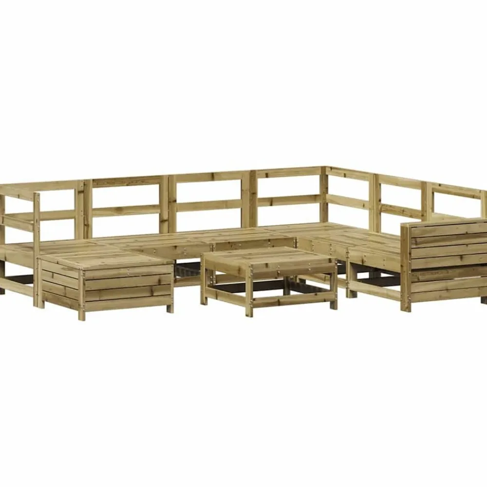 vidaXL Muebles De Jardín-Juego de sofás de jardín 8 pzas madera de pino impregnada