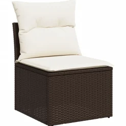 vidaXL Juego de sofás de jardín 7 piezas con cojines ratán PE marrón Marr&oacute;n y crema New