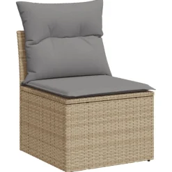 vidaXL Juego de sofás de jardín con cojines beige 8 pzas ratán PE beige y gris claro